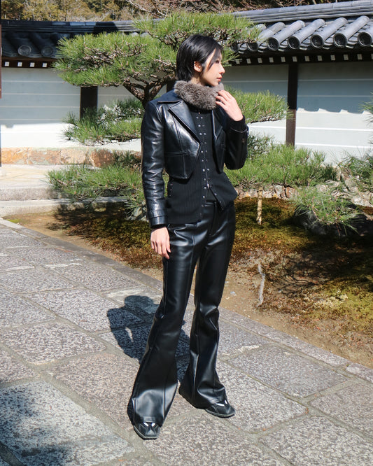 Leather Cropped Jacket / USD.806
