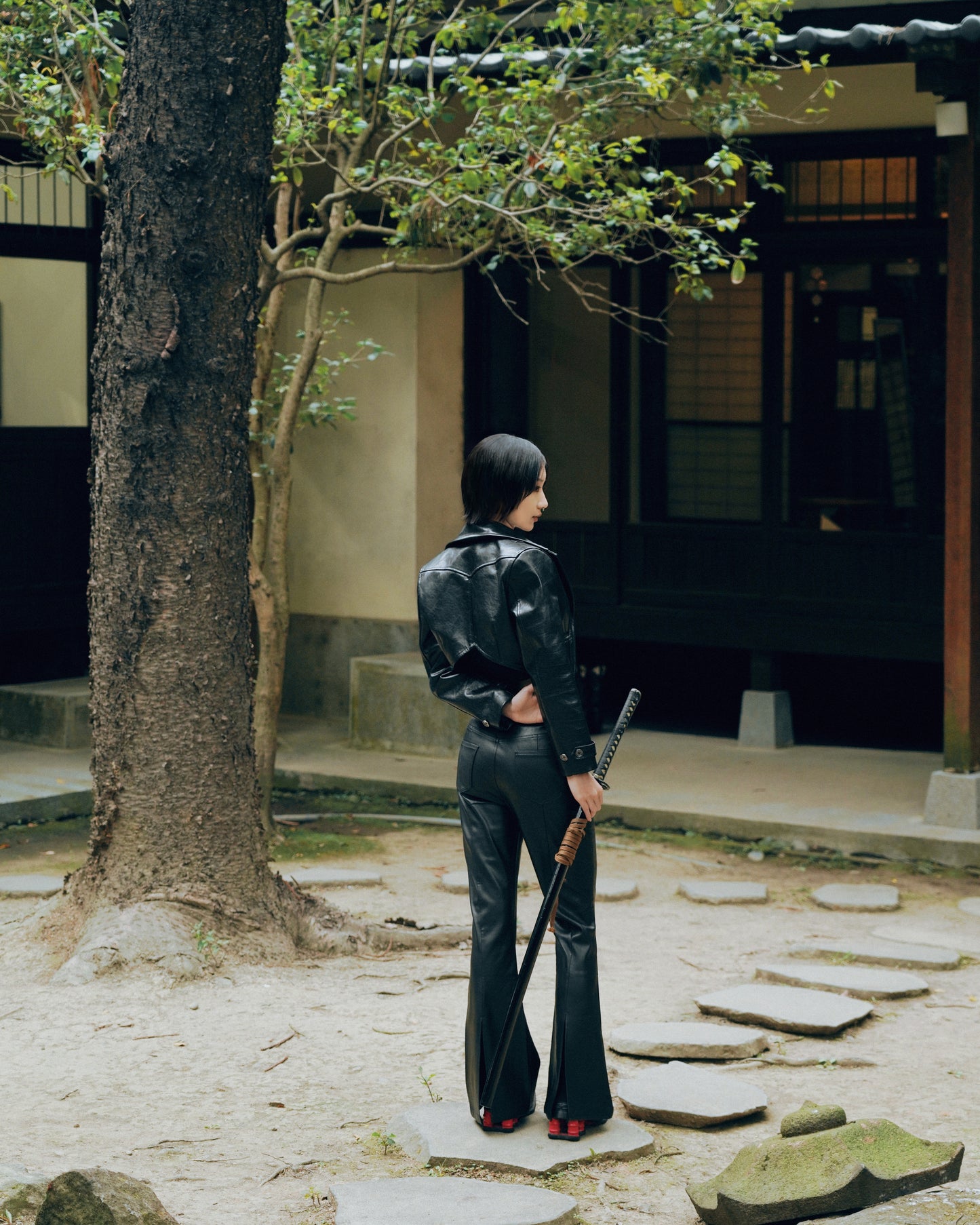 Leather Cropped Jacket